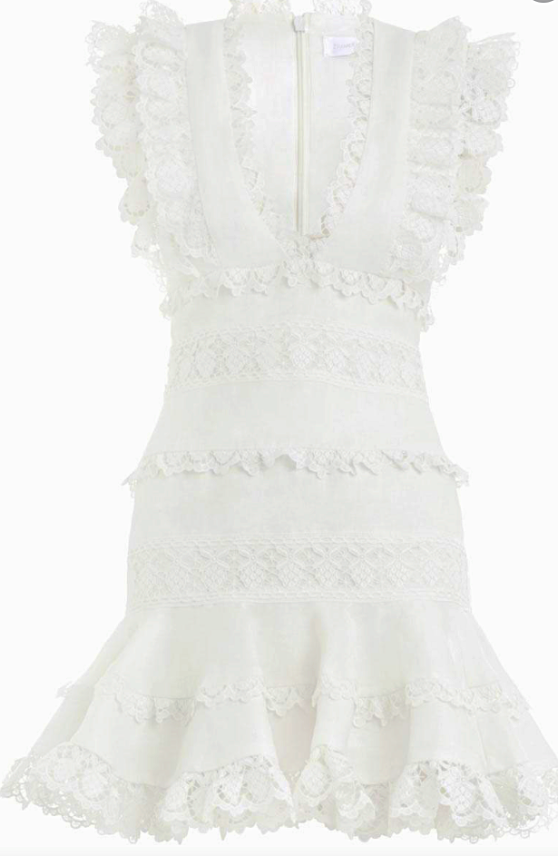 Zimmermann White Panelled Flutter Wayfarer Dress - Dresses 4 Hire