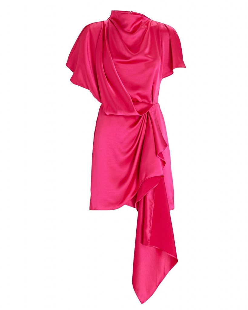 Acler Lochner Satin Draped Mini Dress In Pink - Dresses 4 Hire