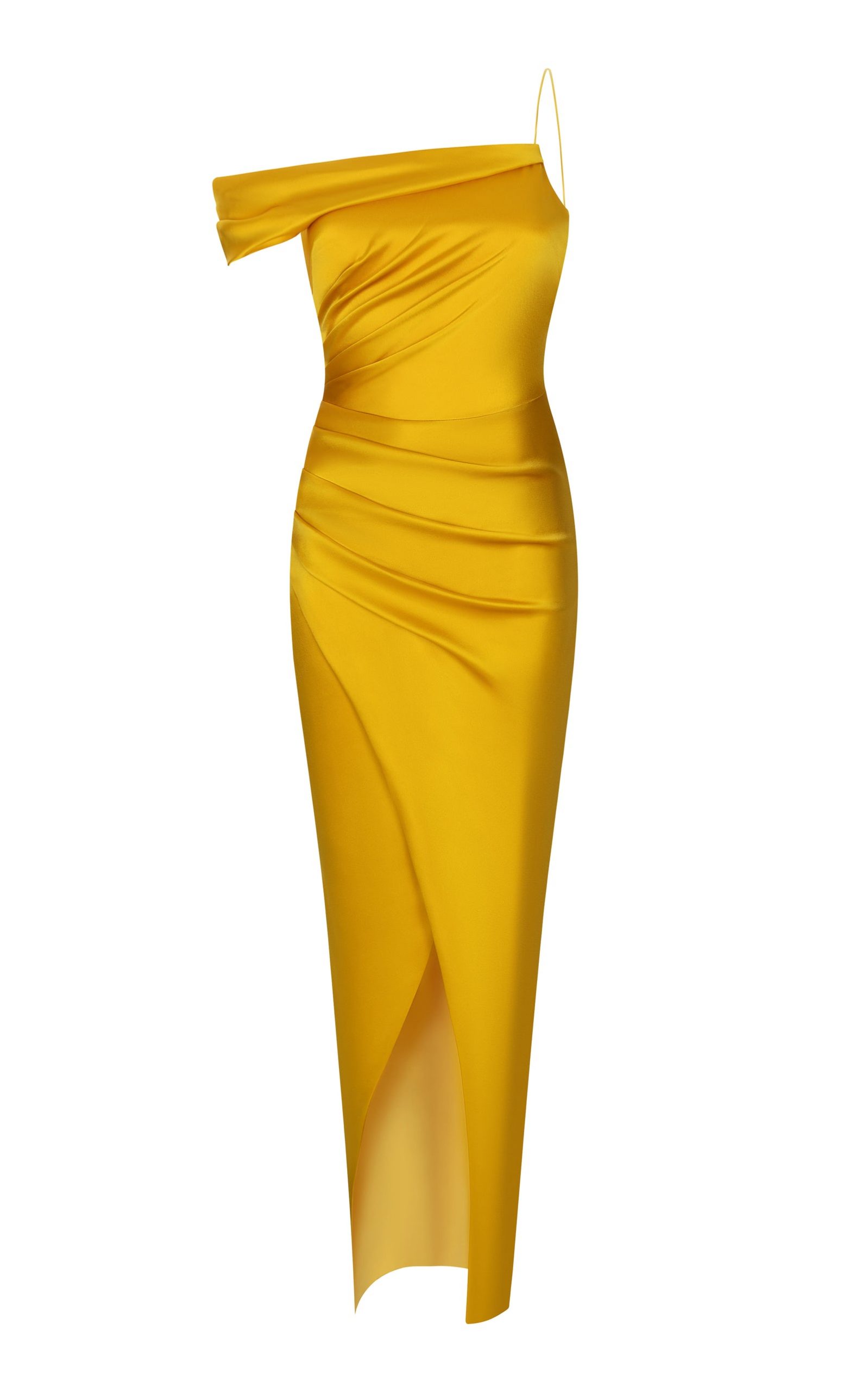 Rasario Asymmetric Draped Dress Yellow - Dresses 4 Hire