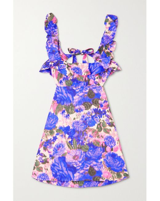 Zimmermann High Tide Floral Linen Mini dress - Dresses 4 Hire