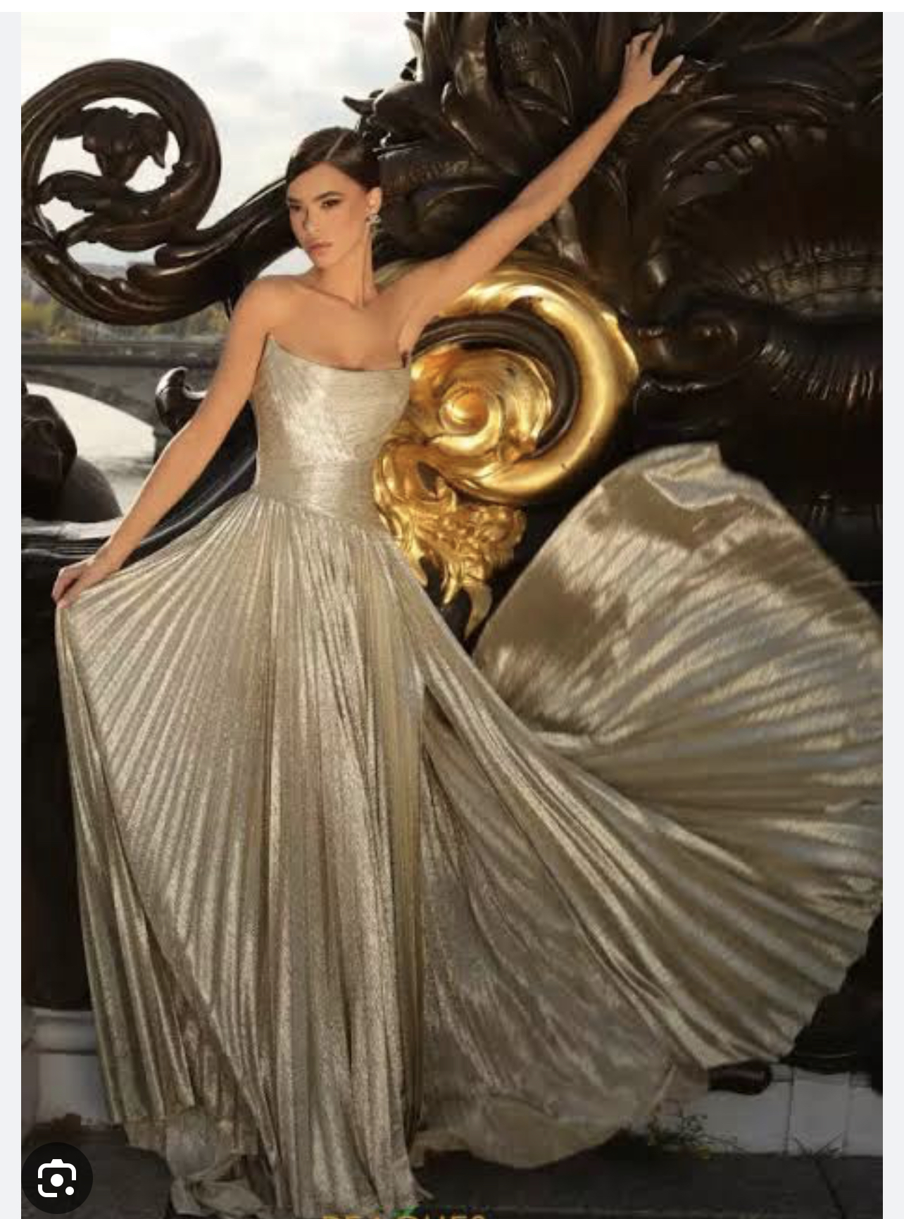 Tarik Ediz Gold Gown 98200 - Dresses 4 Hire