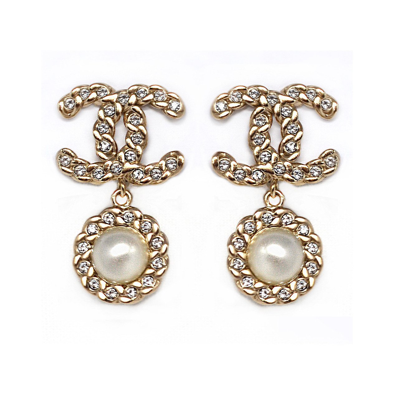 Chanel Mini CC Pearl Drop Earrings - Dresses 4 Hire