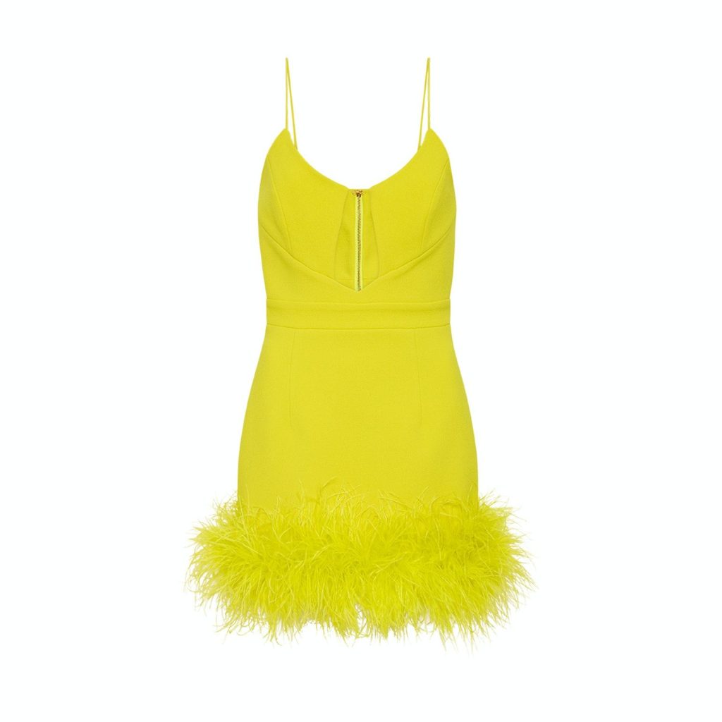 Rebecca Vallance Piero Feather Lime Mini Dress - Dresses 4 Hire