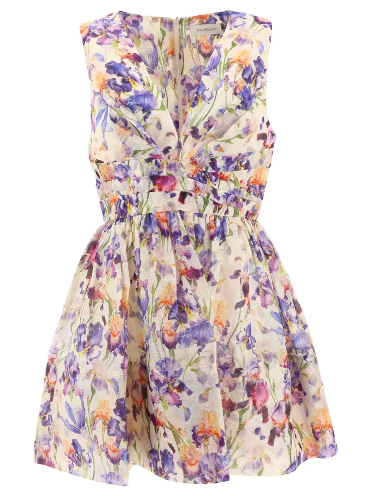 Zimmermann Tama V-Neck Mini Dress- Floral - Dresses 4 Hire