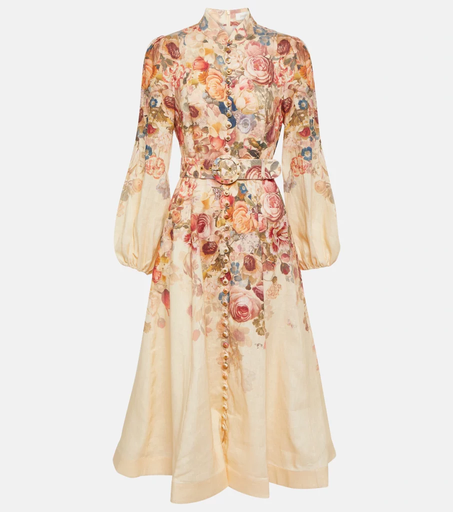 Zimmermann Luminosity Floral Linen Shirt Midi Dress - Dresses 4 Hire